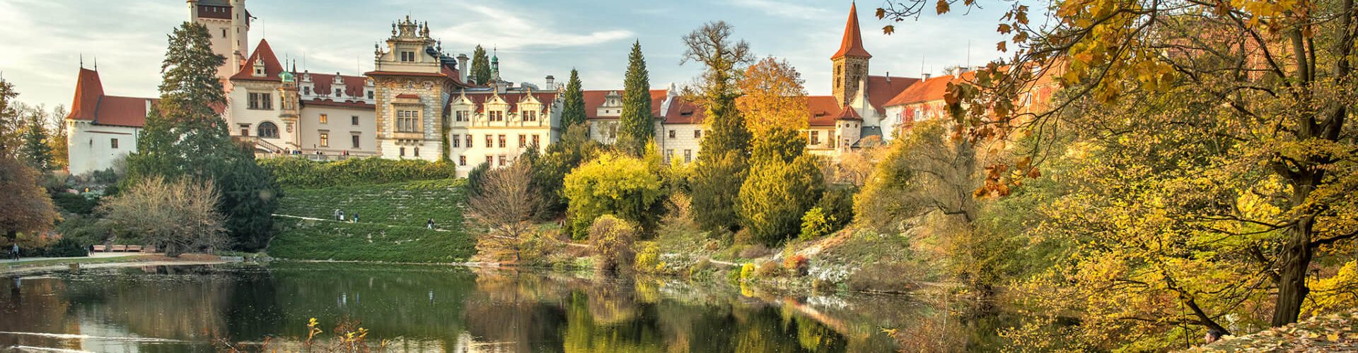 Zámek Průhonice, Podzámecký rybník, Průhonický park, podzim