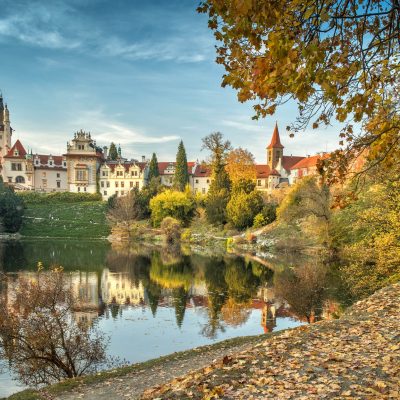 Zámek Průhonice, Podzámecký rybník, Průhonický park, podzim