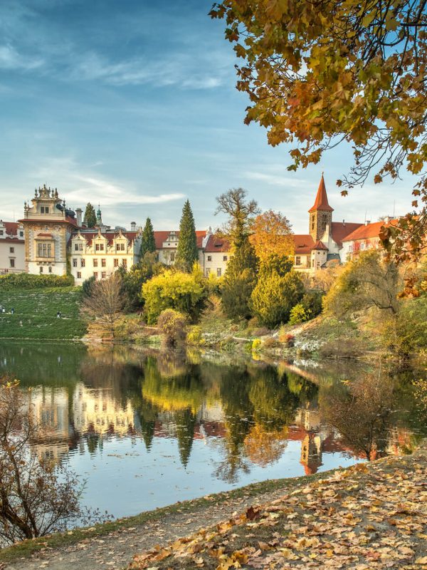 Zámek Průhonice, Podzámecký rybník, Průhonický park, podzim