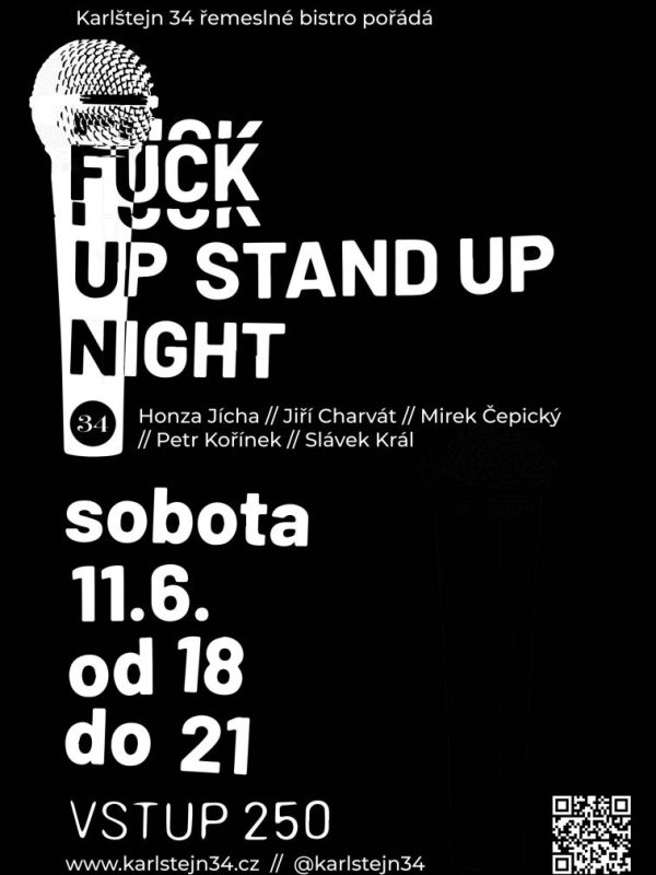Fuck Up Stand Up Night – bistro Karlštejn 34 – plakát