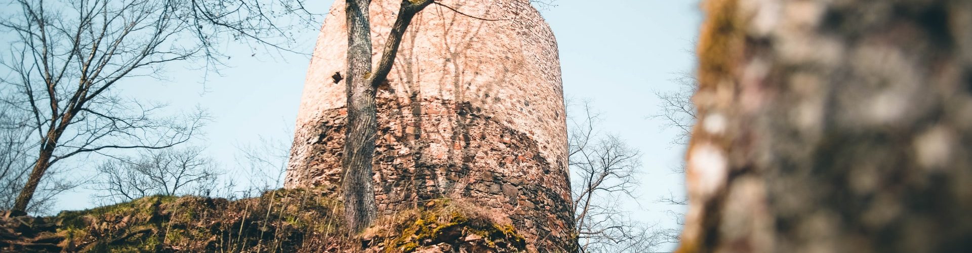 Hlavní válcová věž hradu Týřov