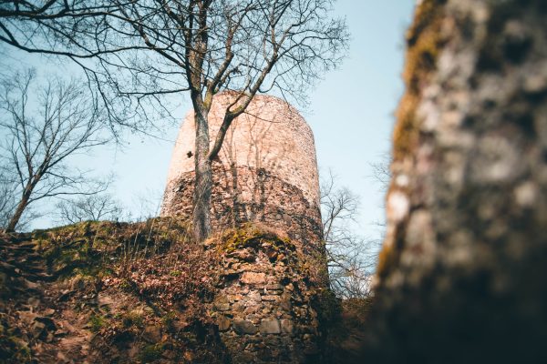 Hlavní válcová věž hradu Týřov